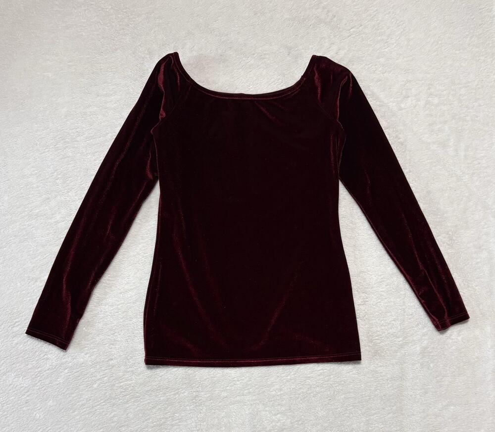 Project Social T Shirt Womens Small Red Velvet Round Neck Long Sleeve
